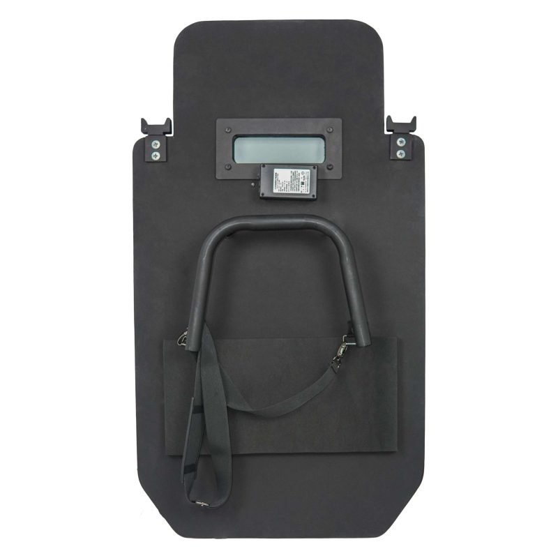 Back Side of H Win NIJ Level III Ballistic Shield with Flashlight and Viewport